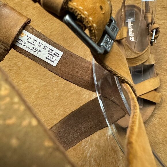 Timberland Leather Strappy Sandals – Women’s Size 9 – Brown Nubuck Cork Footbed - Picture 7 of 8